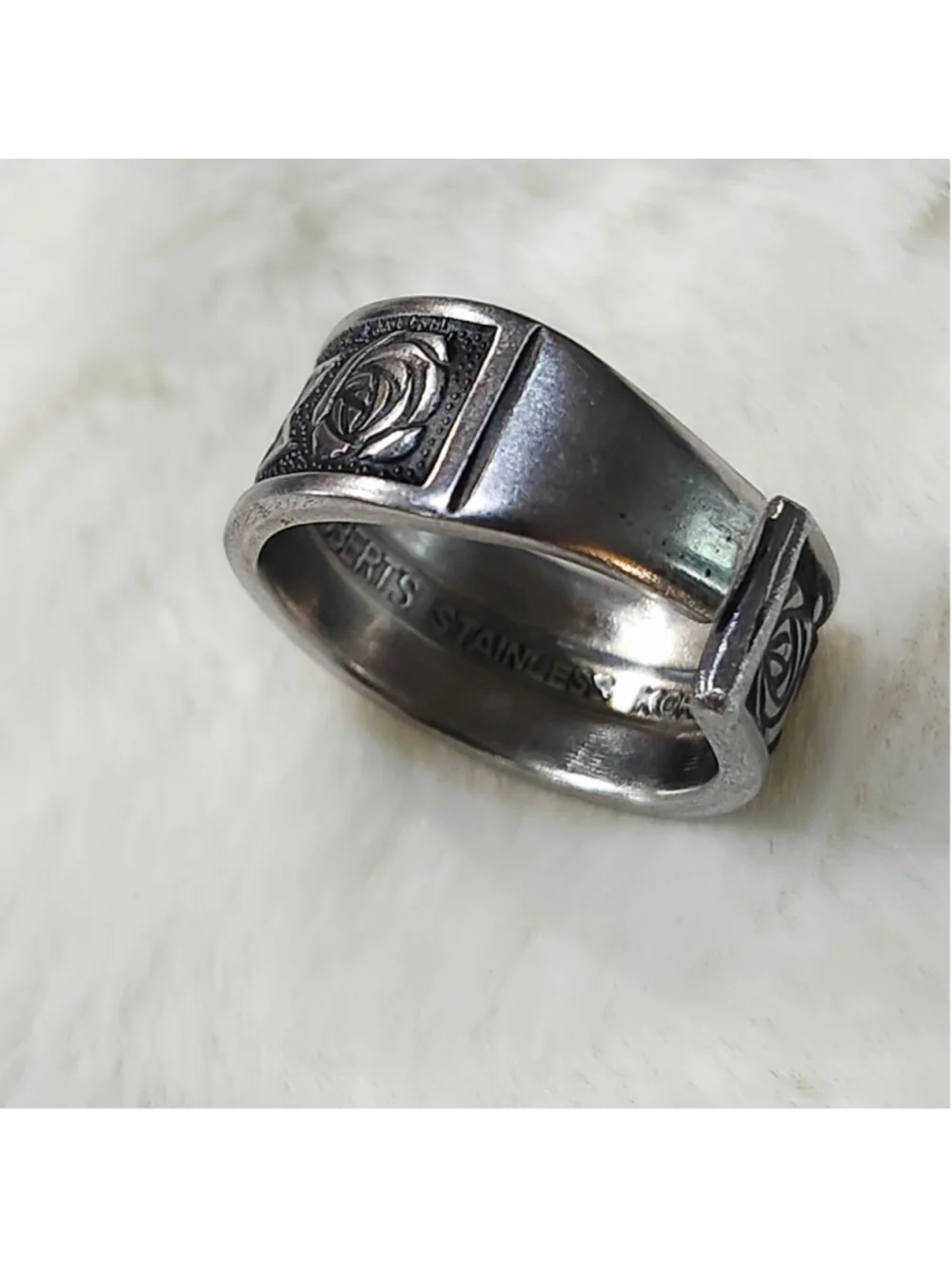Rose Ring size 7½ silverwear spoon ring